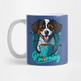 cute puppy waits with the first tea of the day Mug